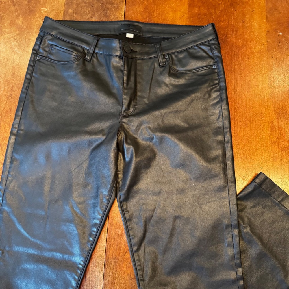 KUT from the Kloth Pants Womens 12 Black Coated Skinny KP2100MA1N Faux Leather - Picture 2 of 11